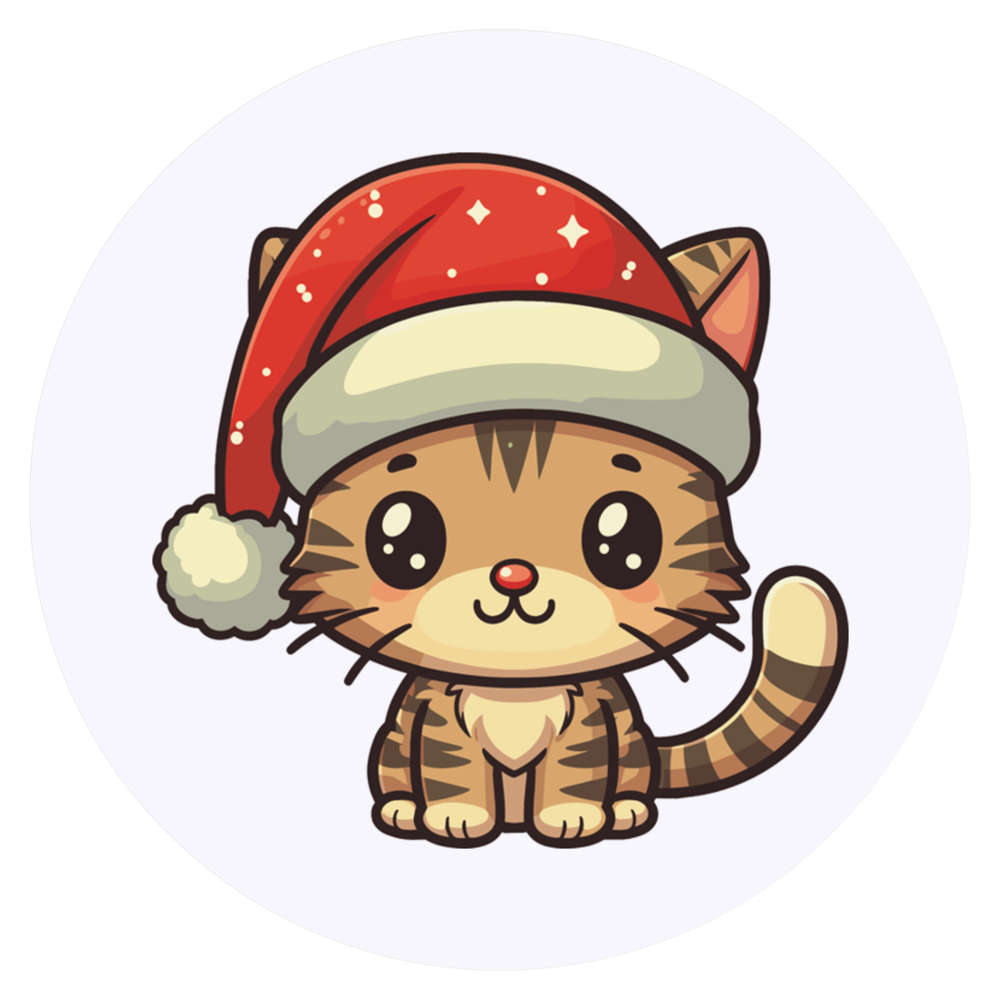 24 x 'Baby Cat Wearing Santa Hat' Stickers - for Crafts, Scrapbooking and Labelling (SK00076011)