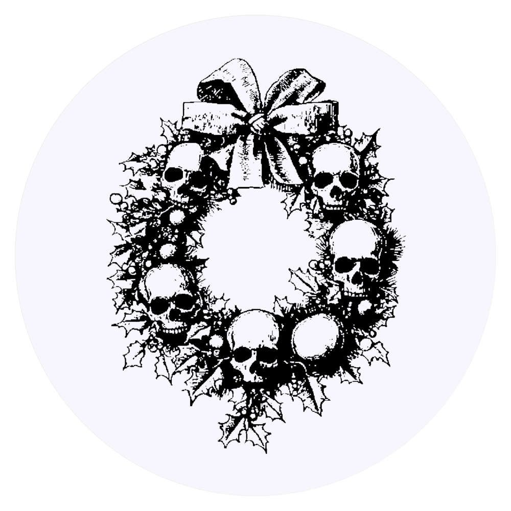 24 x 'Gothic Skull Christmas Wreath' Stickers -  for Crafts, Scrapbooking and Labelling (SK00076862)