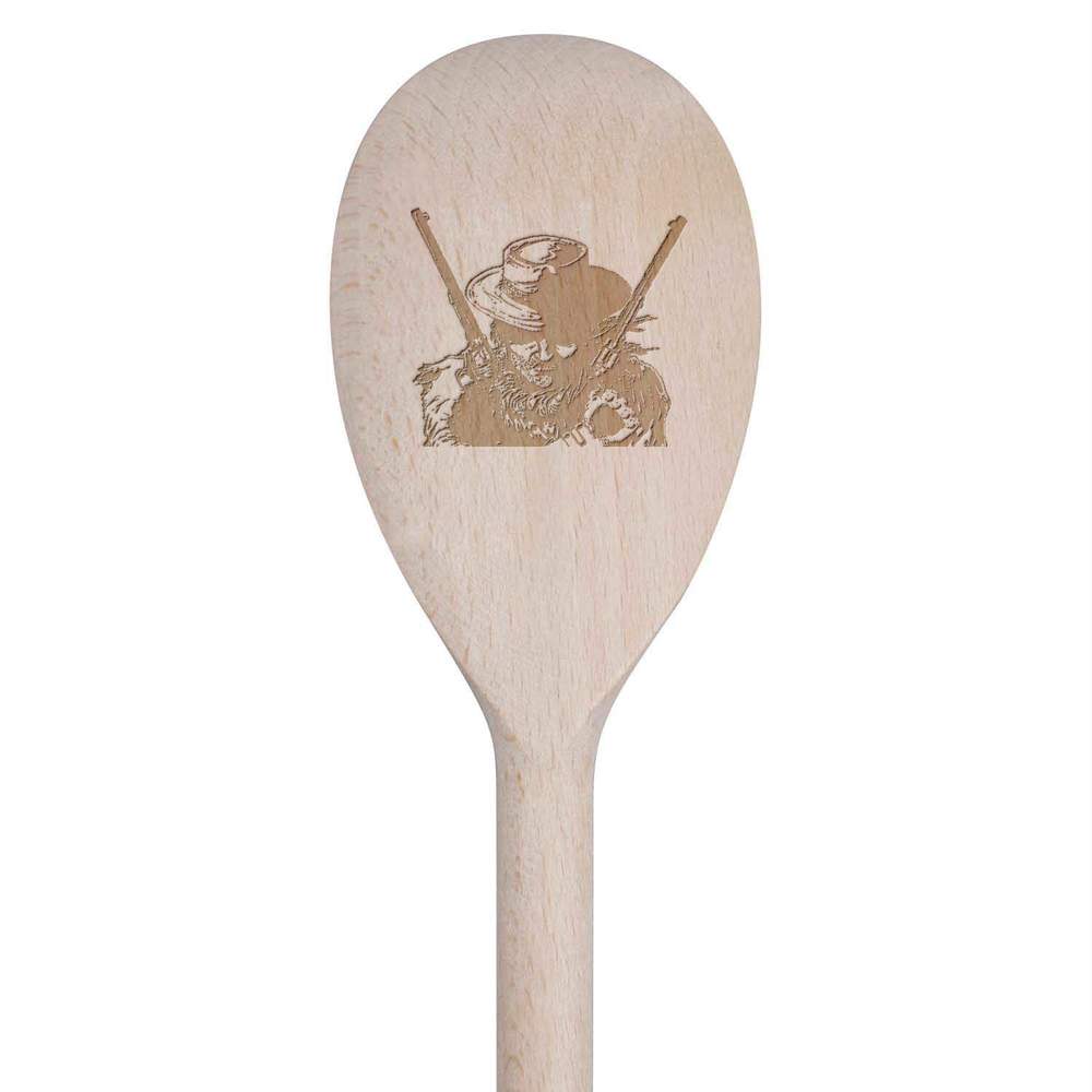 30cm 'Cowboy With Guns' Wooden Cooking Spoon (SO00002790)