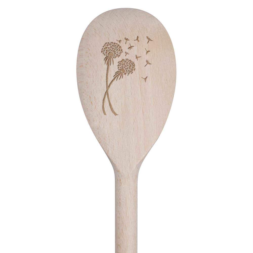 'Dandelions' Wooden Cooking Spoon - 30cm - Kitchen Utensil for Stirring, Baking, Sauces and Food Preparation (SO00002971)