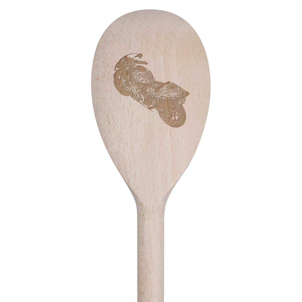 30cm 'Wireframe Motorbike' Wooden Cooking Spoon (SO00004428)