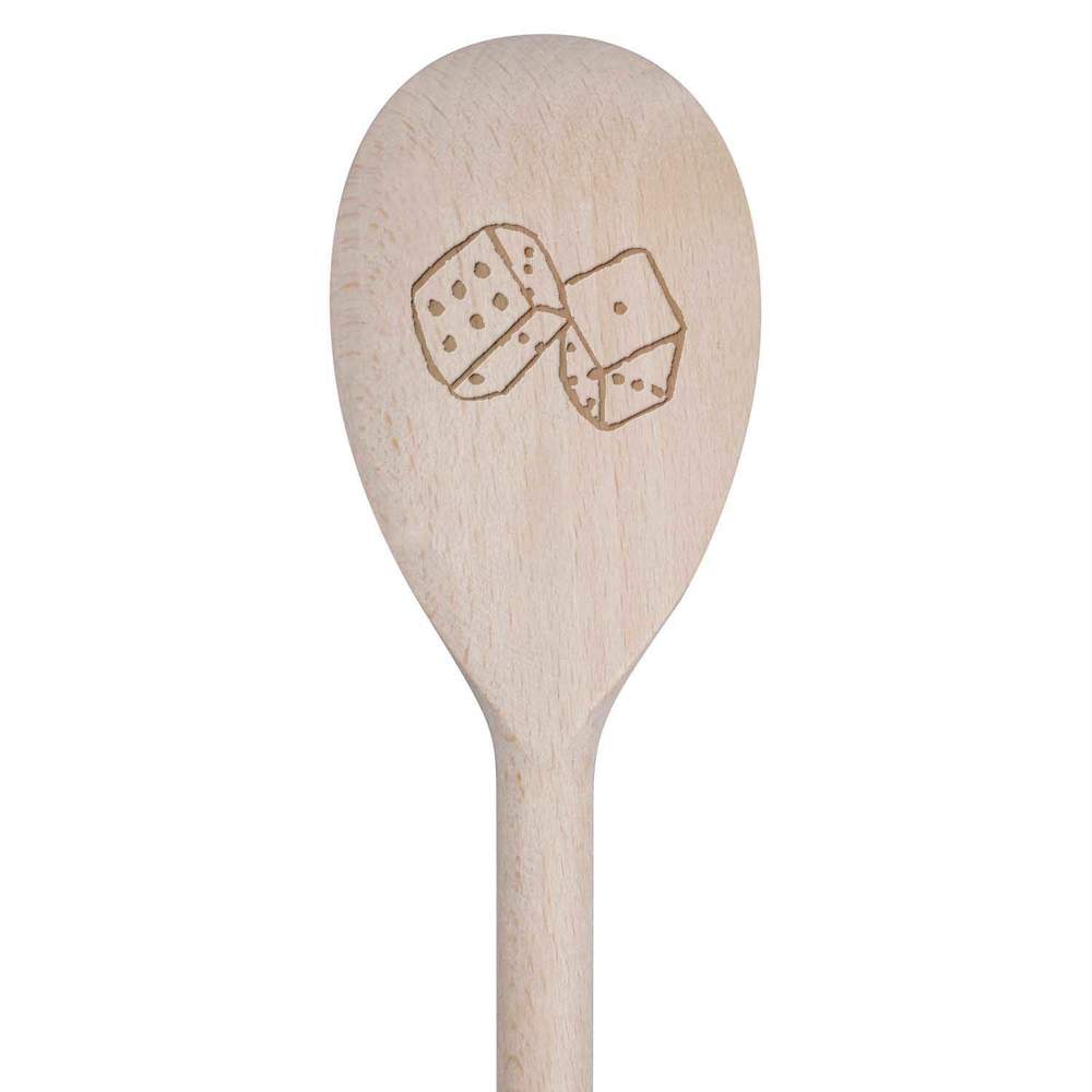 30cm 'Pair of Dice' Wooden Cooking Spoon (SO00004775)