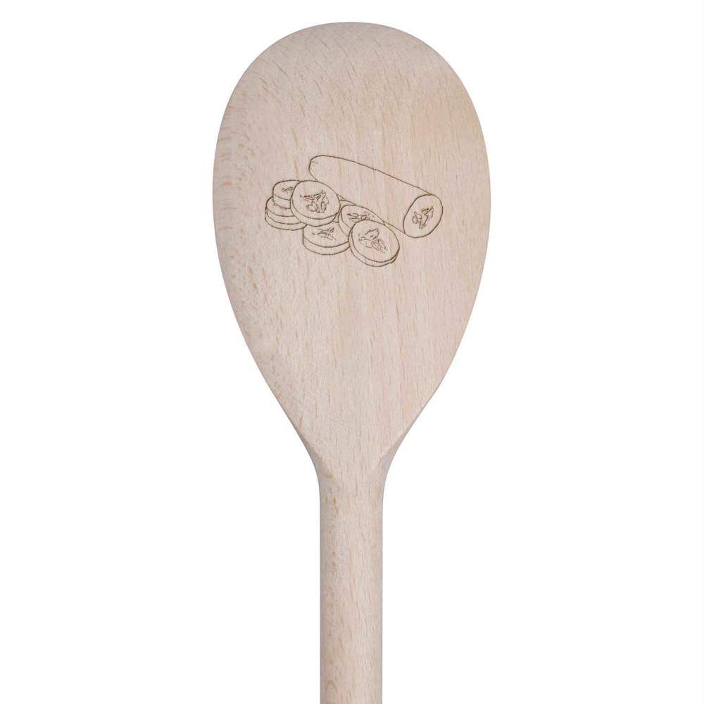 30cm 'Cucumber Slices' Wooden Cooking Spoon (SO00013889)
