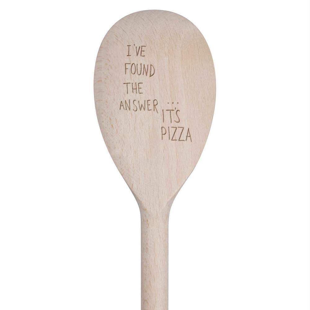 30cm 'The Answer Is Pizza' Wooden Cooking Spoon (SO00017569)