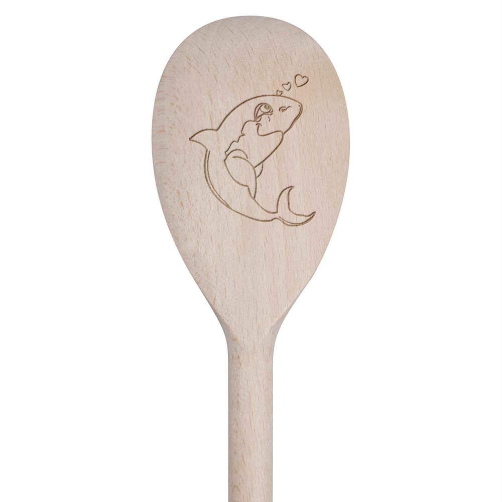 30cm 'Loved Up Shark' Wooden Cooking Spoon (SO00017584)