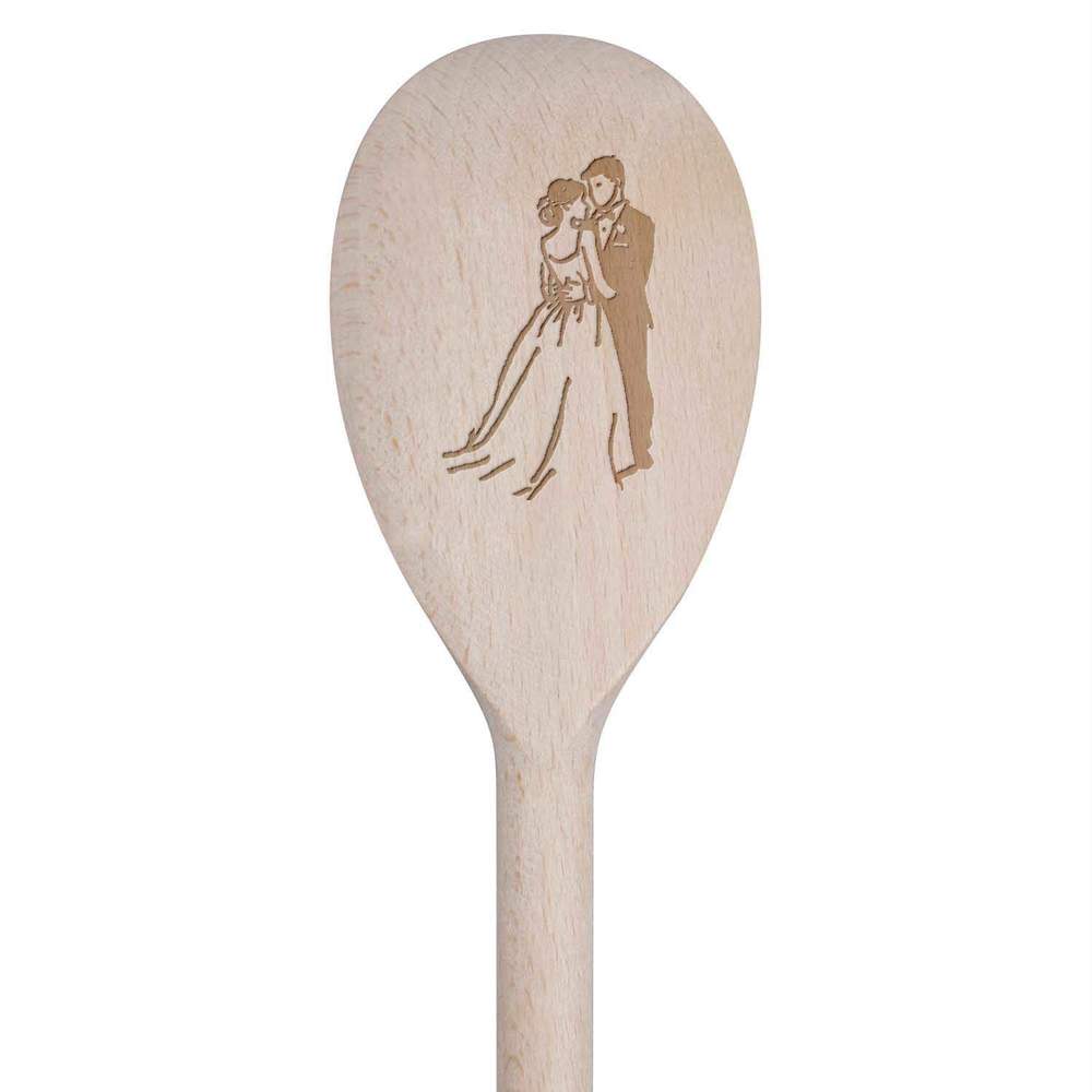 'Wedding Couple' Wooden Cooking Spoon - 30cm - Kitchen Utensil for Stirring, Baking, Sauces and Food Preparation (SO00021819)