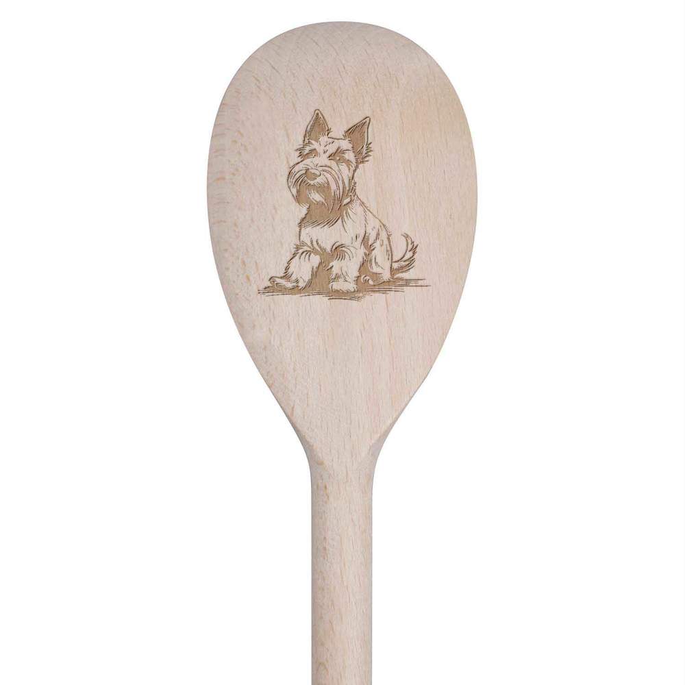 'Scottish Terrier Sitting' Wooden Cooking Spoon - 30cm - Kitchen Utensil for Stirring, Baking, Sauces and Food Preparation (SO00022169)