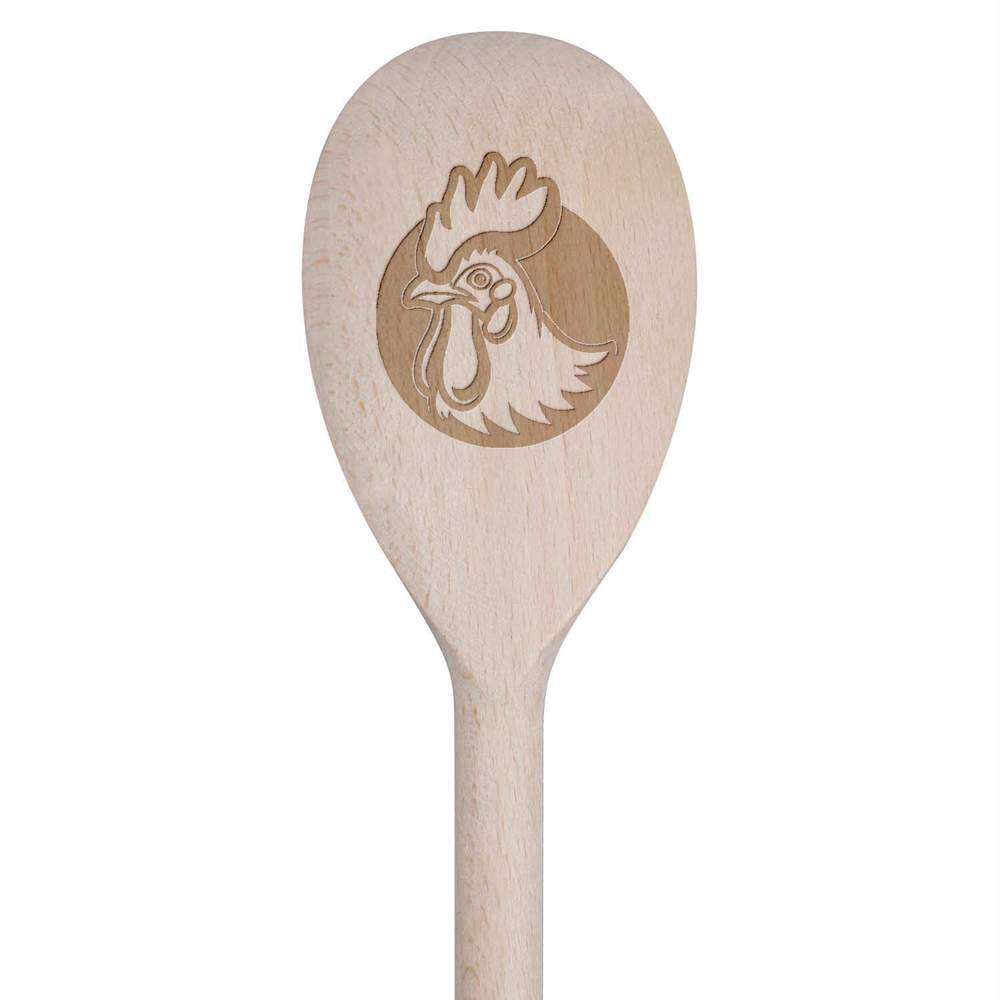 'Chicken Head' Wooden Cooking Spoon - 30cm - Kitchen Utensil for Stirring, Baking, Sauces and Food Preparation (SO00022224)