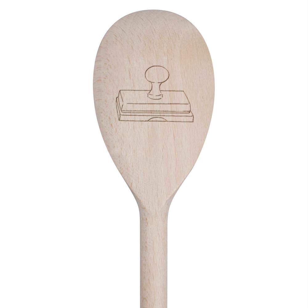 30cm 'Stamp on Ink Pad' Wooden Cooking Spoon (SO00022293)