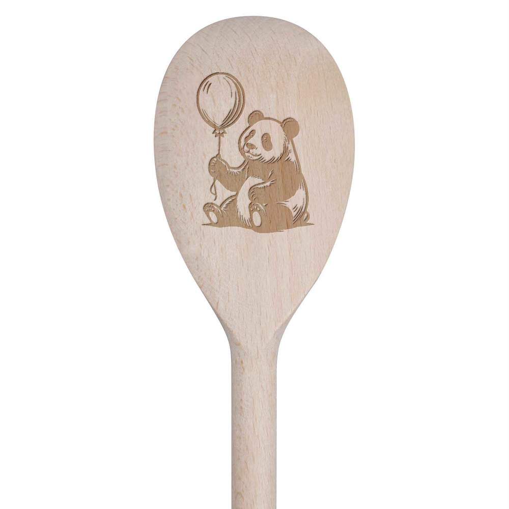 30cm 'Party Panda Holding A Balloon' Wooden Cooking Spoon (SO00022360)