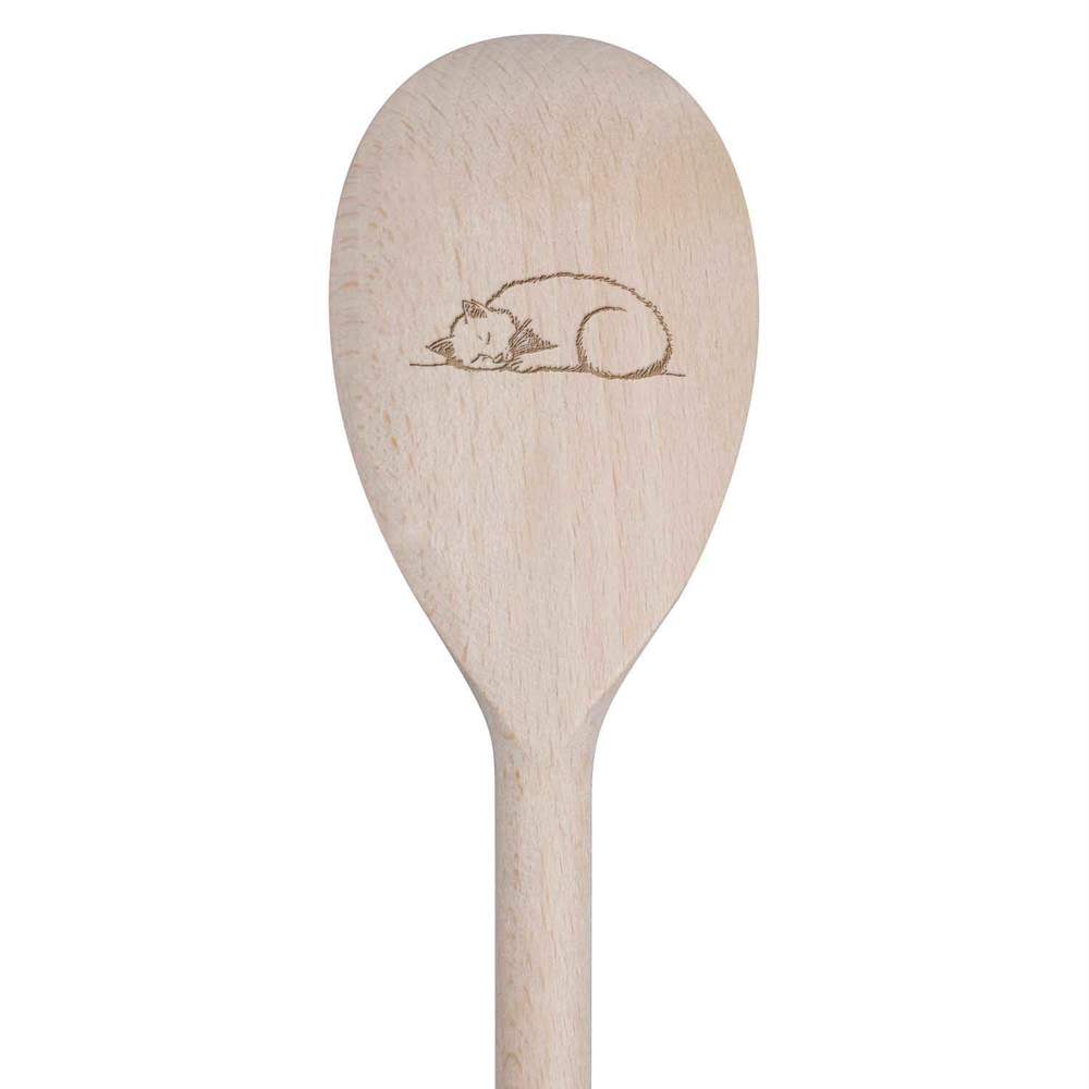 30cm 'Cat Napping' Wooden Cooking Spoon (SO00022682)