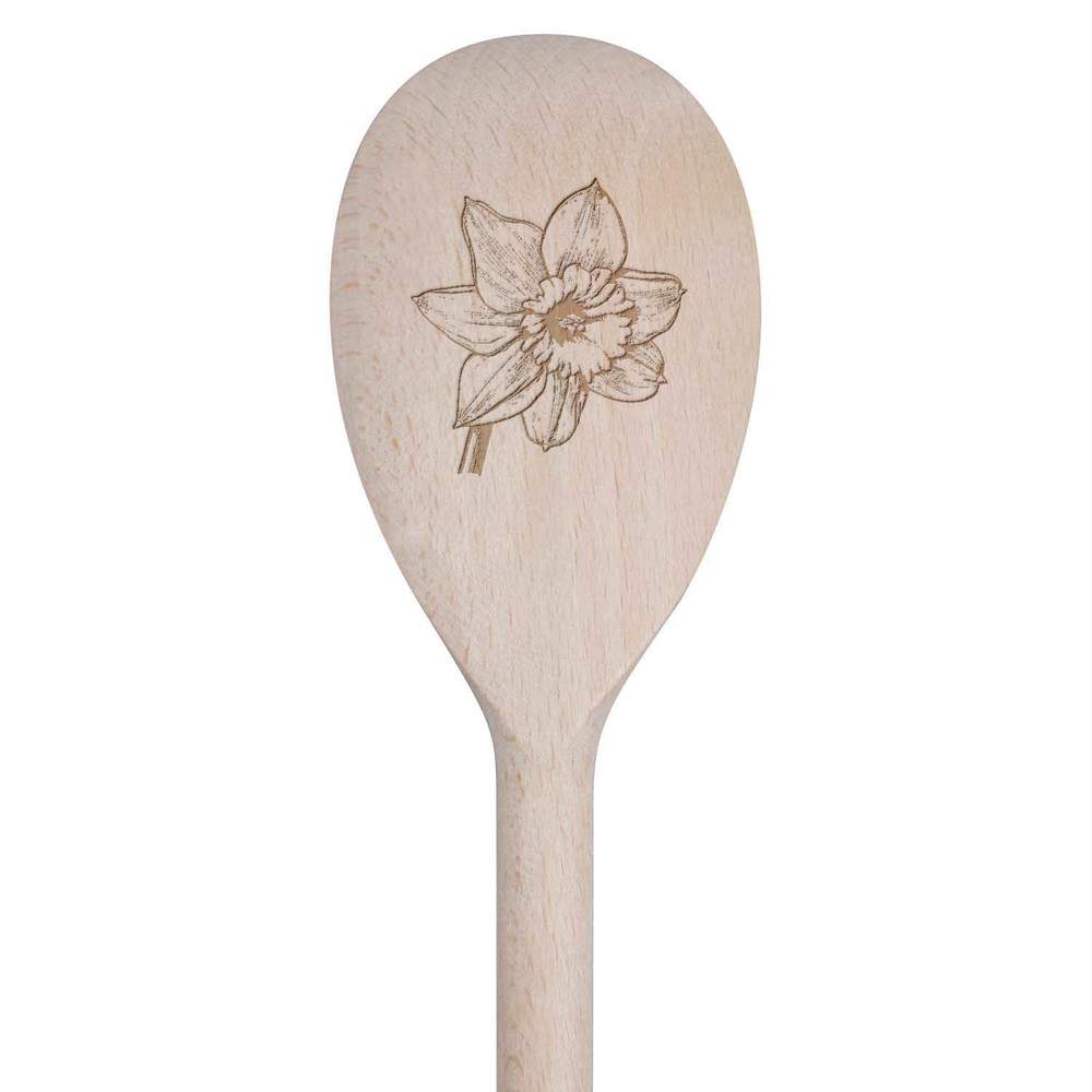 'Welsh Daffodil' Wooden Cooking Spoon - 30cm - Kitchen Utensil for Stirring, Baking, Sauces and Food Preparation (SO00023196)
