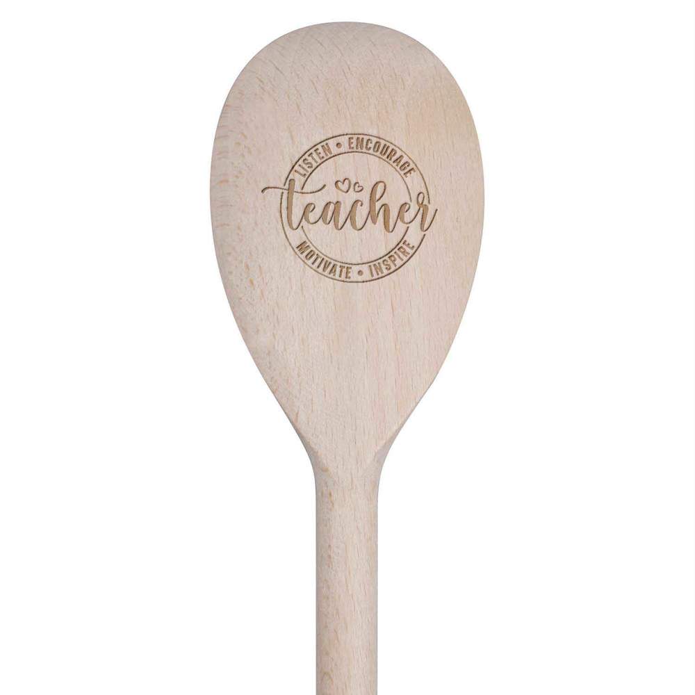 30cm 'Teacher Motivational Quote' Wooden Cooking Spoon (SO00024467)