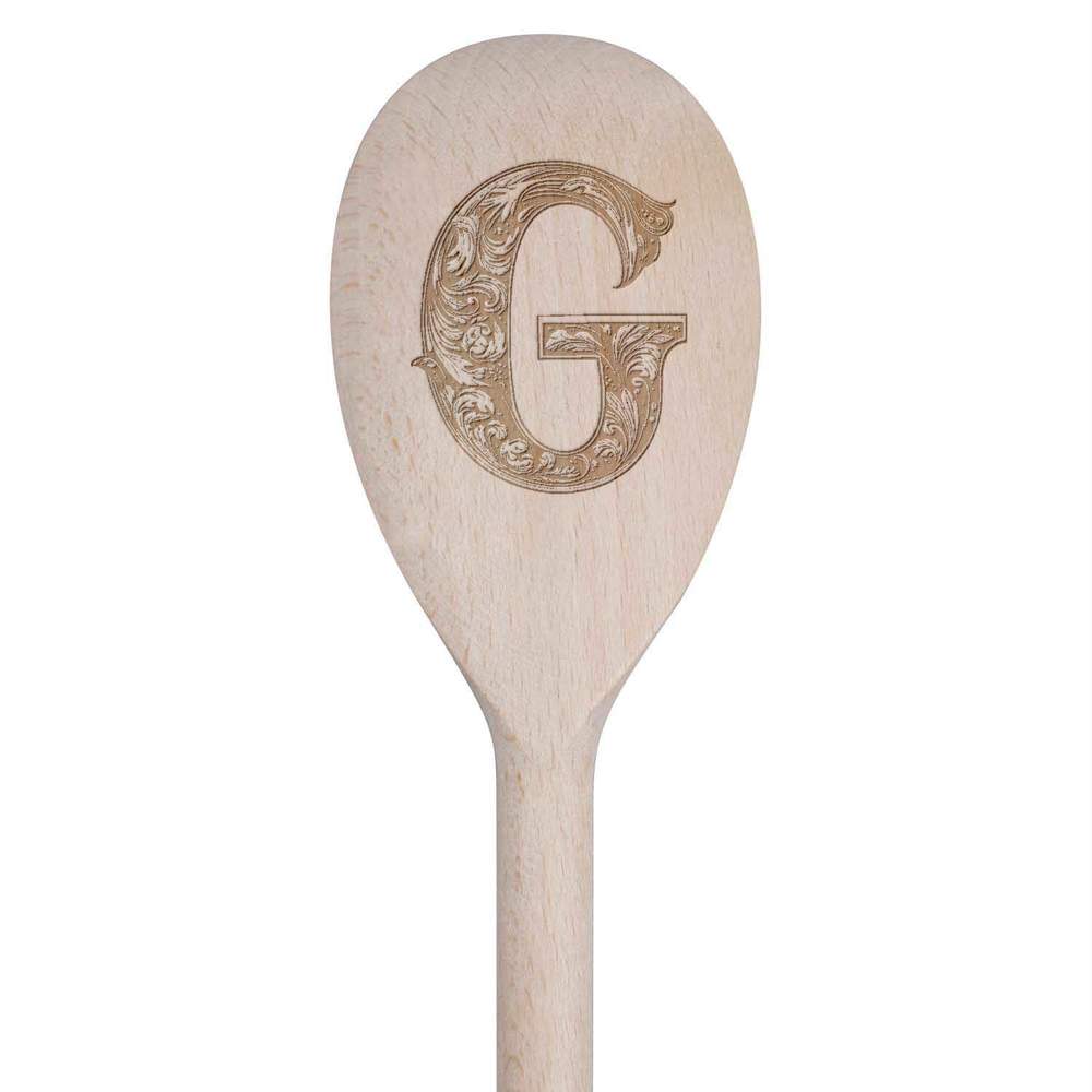 30cm 'Floral G' Wooden Cooking Spoon (SO00025991)