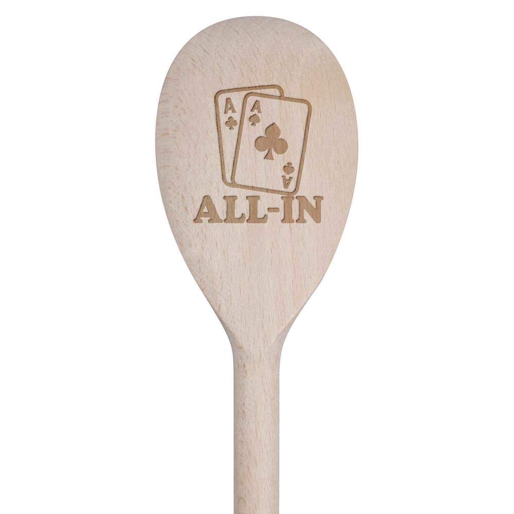 30cm 'All In Cards' Wooden Cooking Spoon (SO00026543)