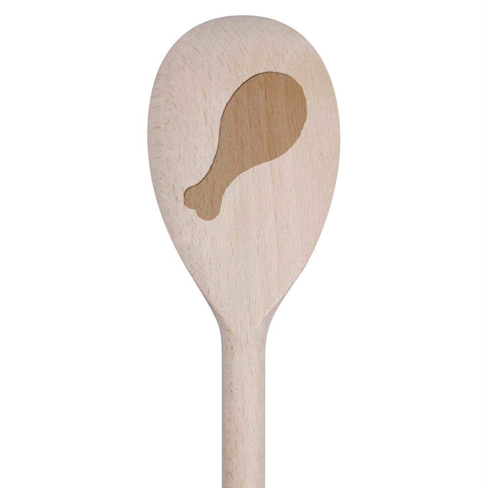 30cm 'Chicken Drumstick Food Silhouette' Wooden Cooking Spoon (SO00027217)
