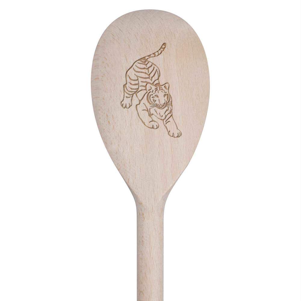 30cm 'Tiger Line Art' Wooden Cooking Spoon (SO00027989)