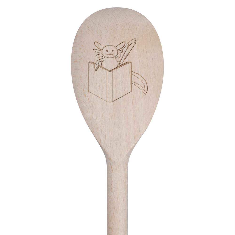 30cm 'Axolotl Writing Line Art' Wooden Cooking Spoon (SO00029115)