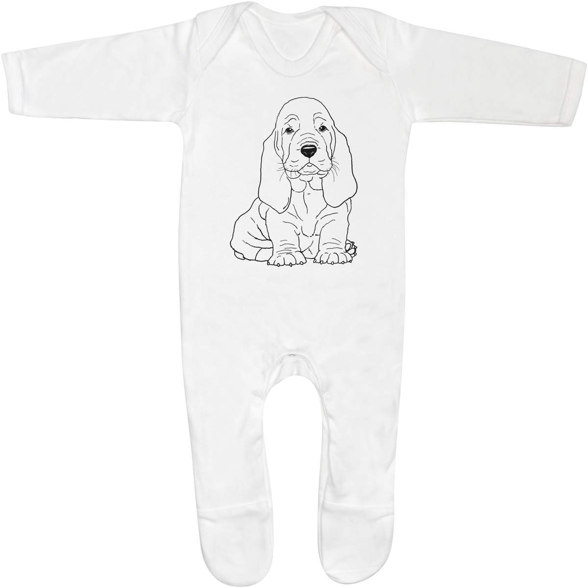 0-3 Month 'Basset Hound Puppy' Baby Romper Jumpsuit / Sleep Suit (SS00035044)