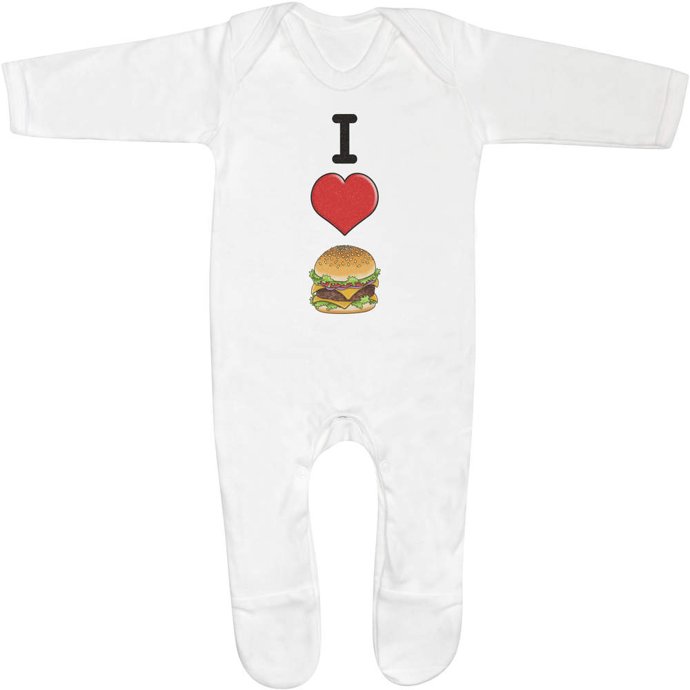 'I Love Burgers' Baby Romper Jumpsuits / Sleep suits (SS034106)