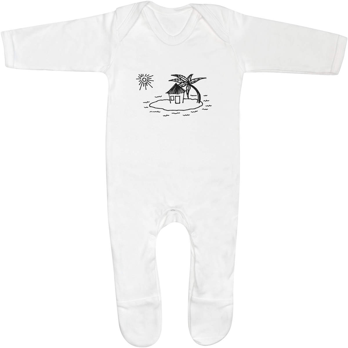 'Hut On Desert Island' Baby Romper Jumpsuits / Sleep suits (SS036371)