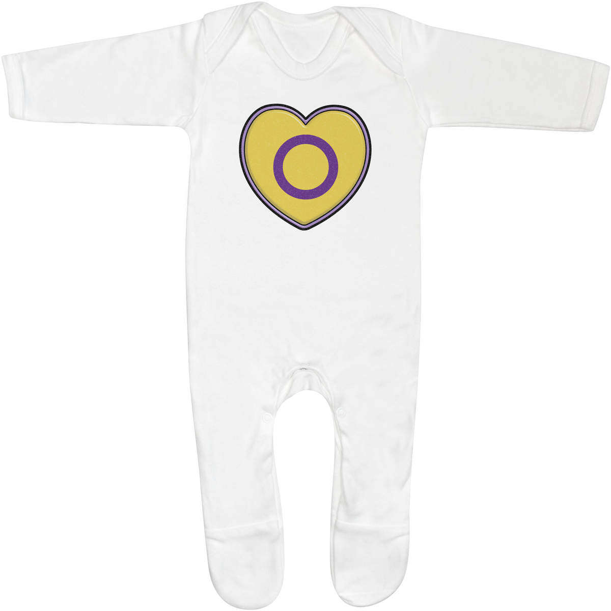 0-3 Month 'Intersex Pride Flag Heart' Baby Romper Jumpsuit / Sleep Suit (SS00063222)