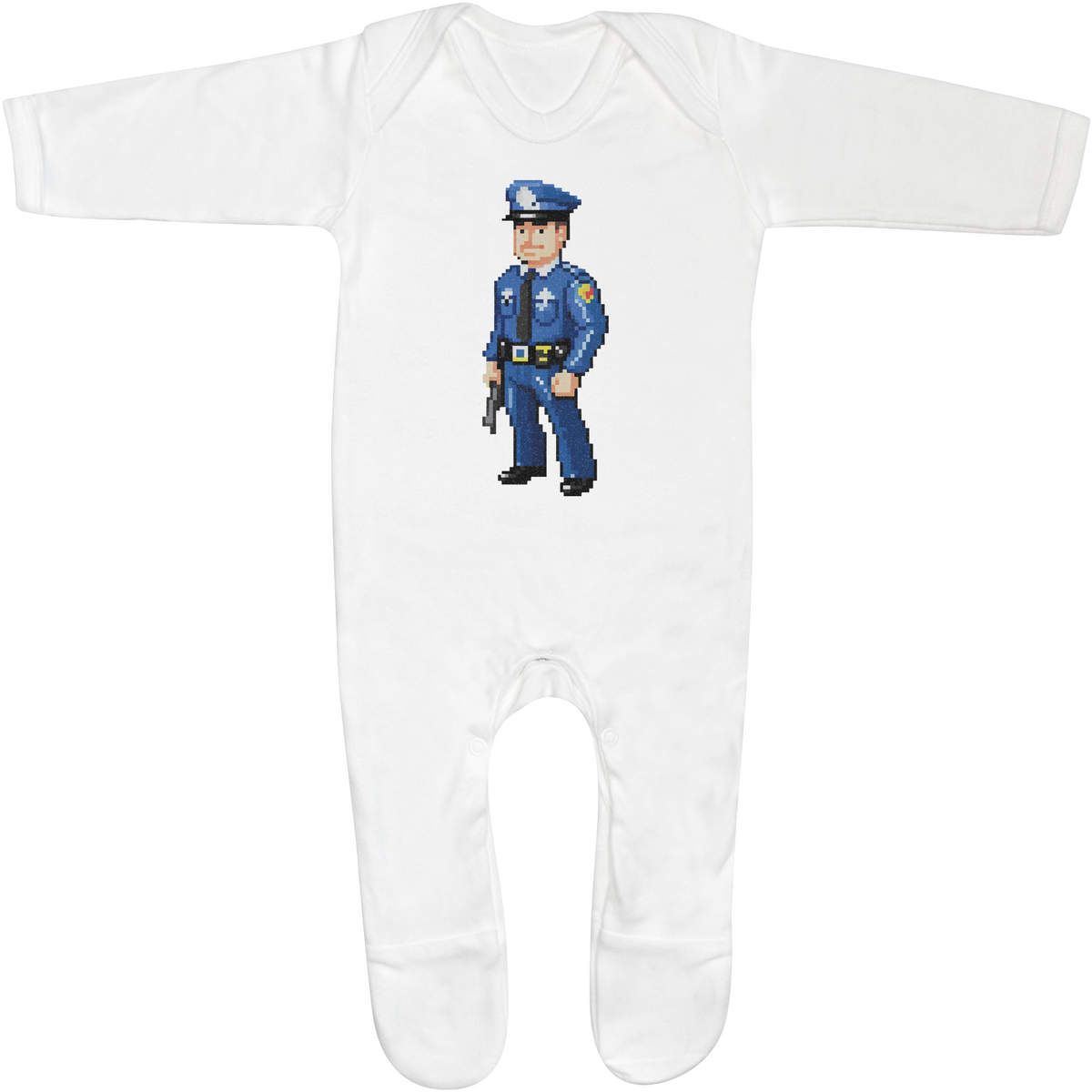 'Pixel Art Police Officer' Baby Romper Jumpsuits / Sleep suits (SS043862)