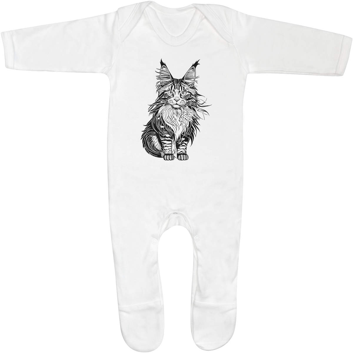 'Maine Longhair Cat' Baby Romper Jumpsuits / Sleep suits (SS044124)