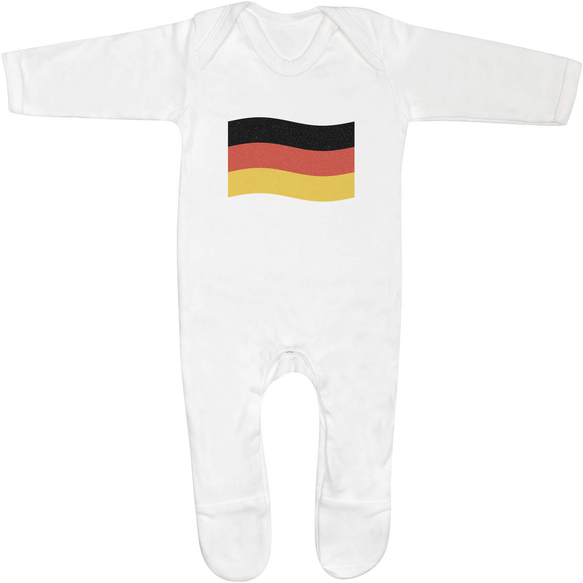 'Waving German Flag' Baby Sleepsuit / Romper - 100% Cotton Jumpsuit with Built-In Feet and Poppers (SS044223)