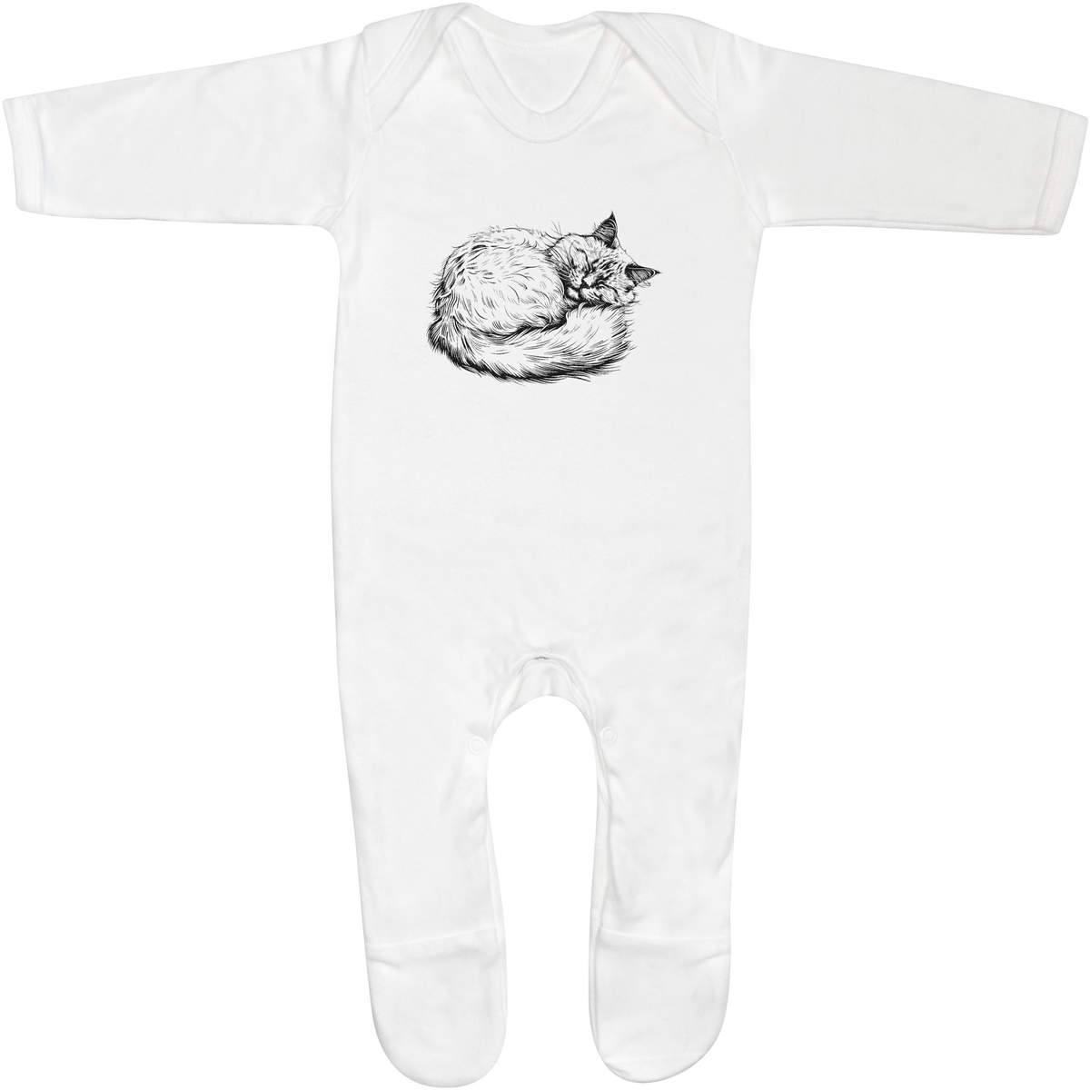 'Sleeping Persian Cat' Baby Romper Jumpsuits / Sleep suits (SS046733)
