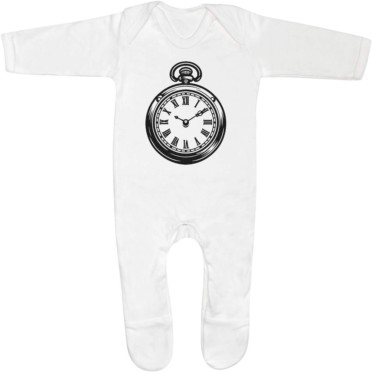 'Vintage Pocket Watch' Baby Romper Jumpsuits / Sleep suits (SS047056)