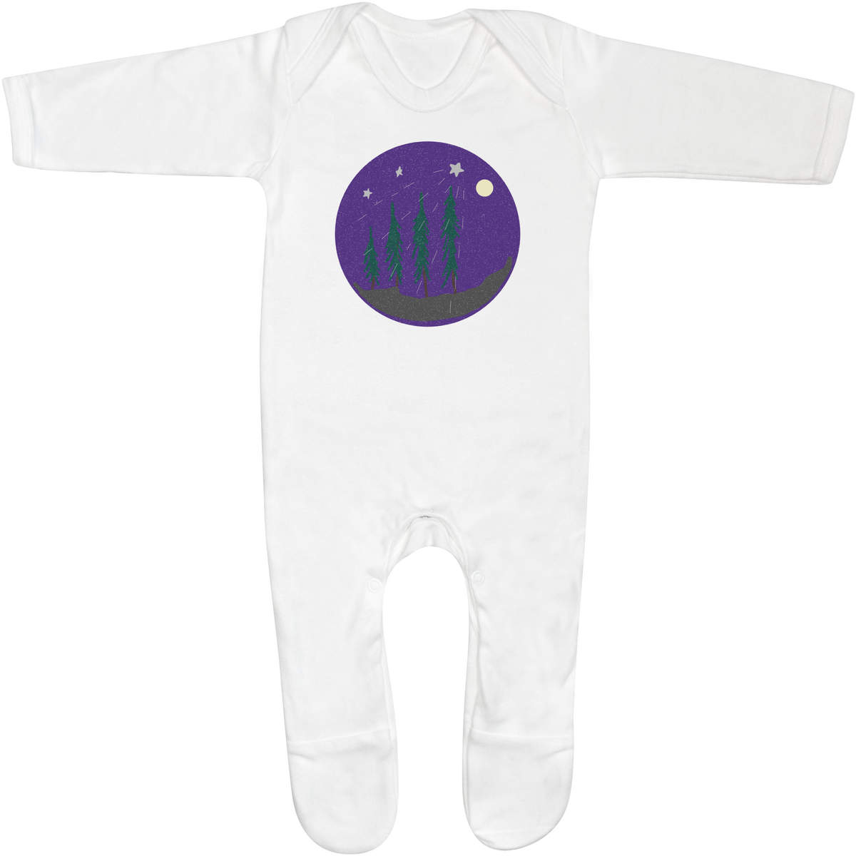 'Shooting Star Over A mountain Forest' Baby Romper Jumpsuits / Sleep suits (SS047638)