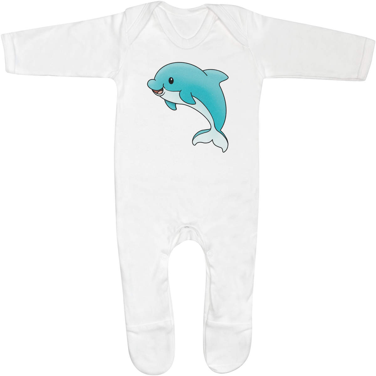 'Blue Baby Dolphin' Baby Romper Jumpsuits / Sleep suits (SS048500)