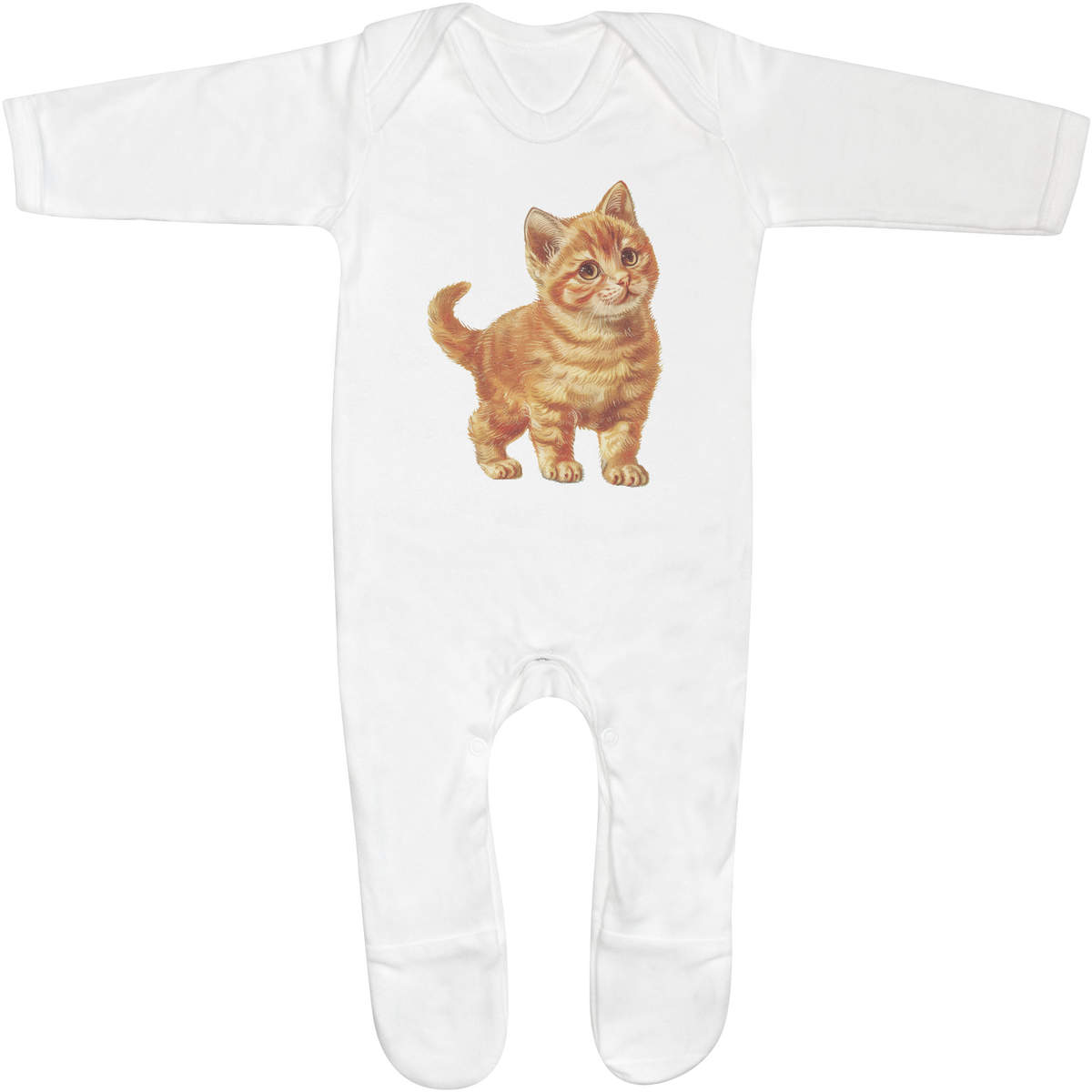 'Ginger Kitten Standing' Baby Romper Jumpsuits / Sleep suits (SS049487)