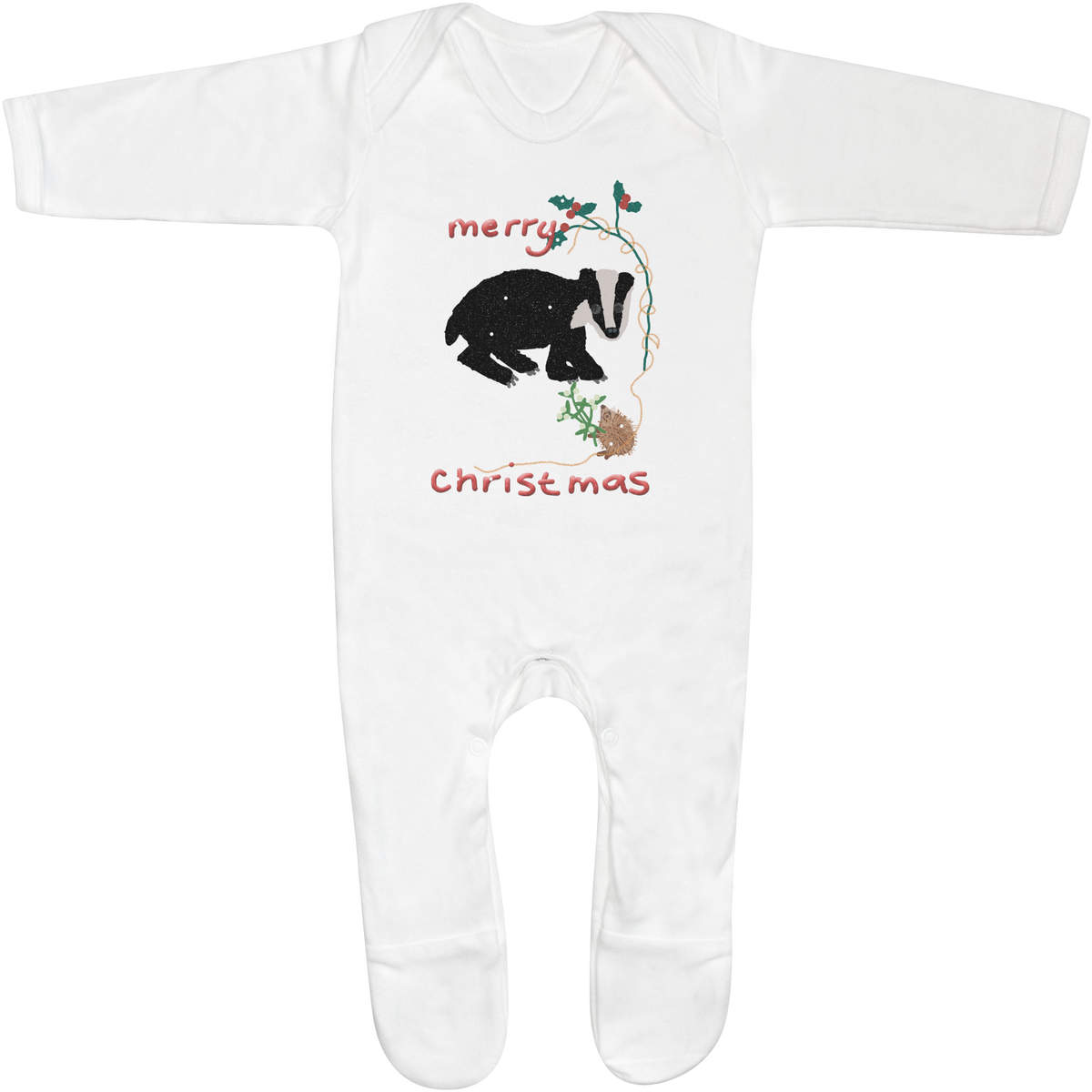'Hedgehog Presents Mistletoe To Badger' Baby Romper Jumpsuits / Sleep suits (SS050414)