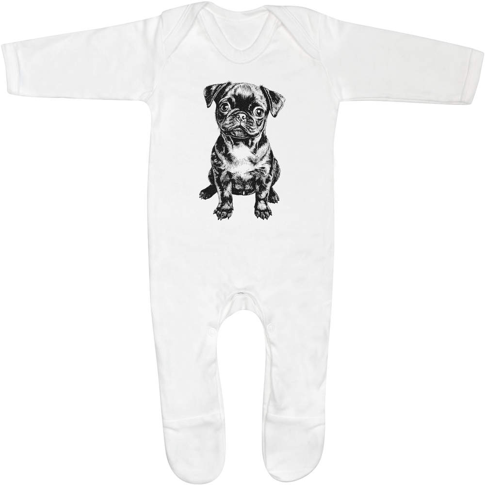 'Cute Pug Puppy' Baby Romper Jumpsuits / Sleep suits (SS050473)