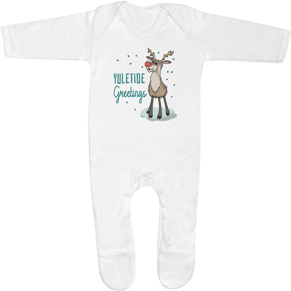 'Yuletide Greetings Reindeer' Baby Romper Jumpsuits / Sleep suits (SS051346) - Picture 7 of 24