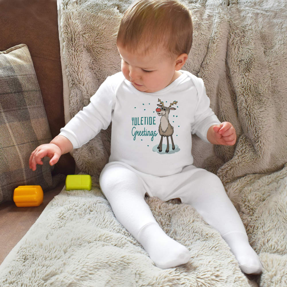 'Yuletide Greetings Reindeer' Baby Romper Jumpsuits / Sleep suits (SS051346) - Picture 8 of 24