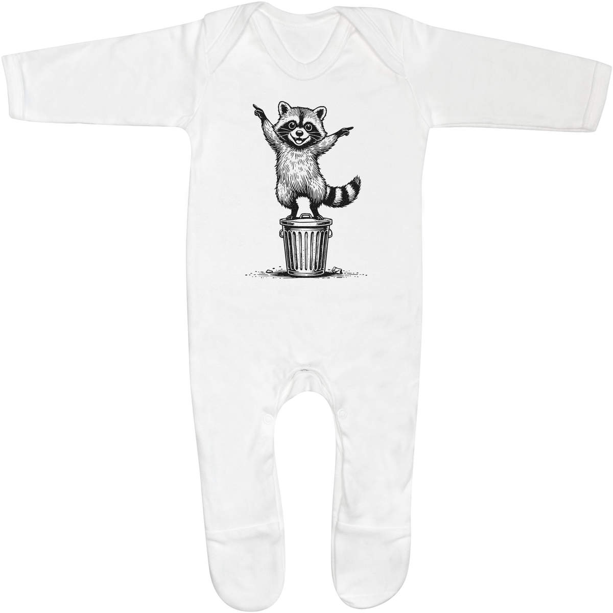 'Dancing Raccoon On Trash Can' Baby Romper Jumpsuits / Sleep suits (SS052686)