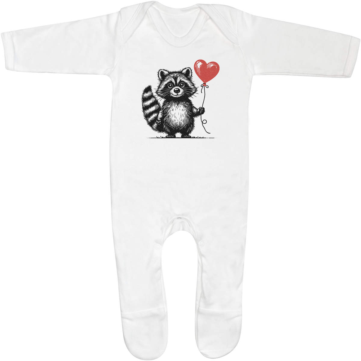 'Raccoon Holding Balloon' Baby Romper Jumpsuits / Sleep suits (SS052687)