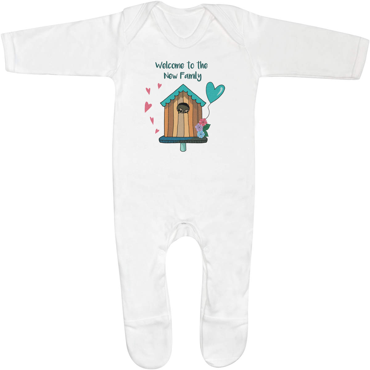 'Welcome New Family' Baby Romper Jumpsuits / Sleep suits (SS053299)