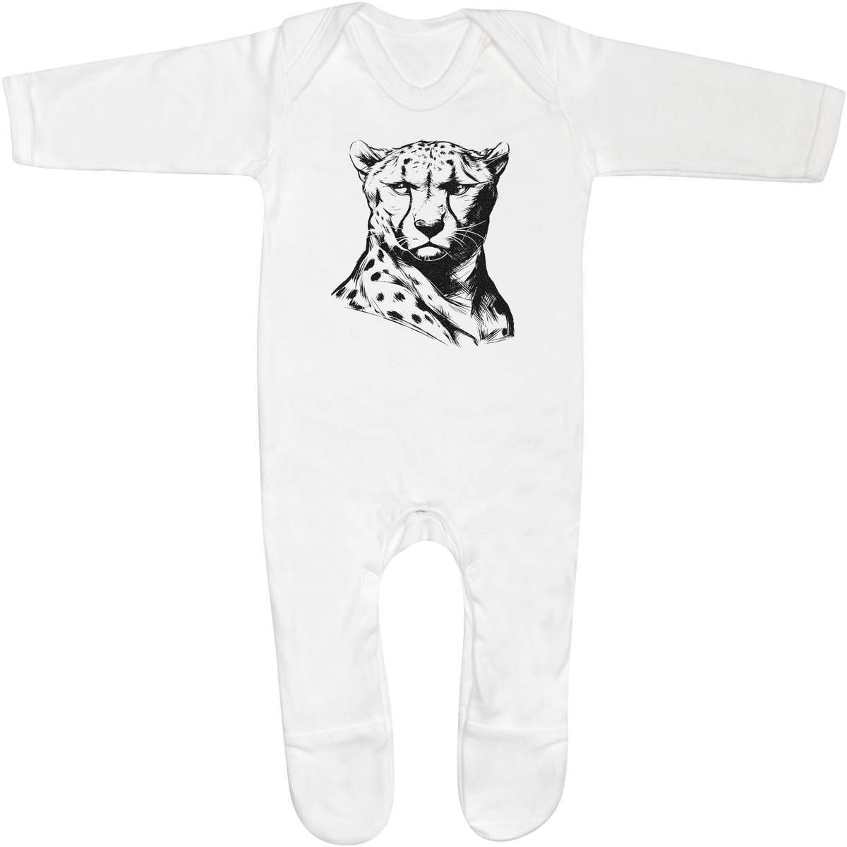 'Cheetah Portrait' Baby Romper Jumpsuits / Sleep suits (SS054028)