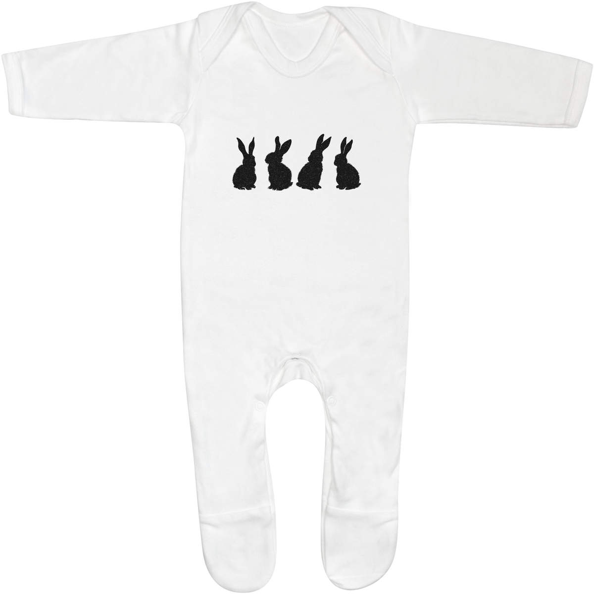 'Four Bunnies Silhouette' Baby Romper Jumpsuits / Sleep suits (SS054489)