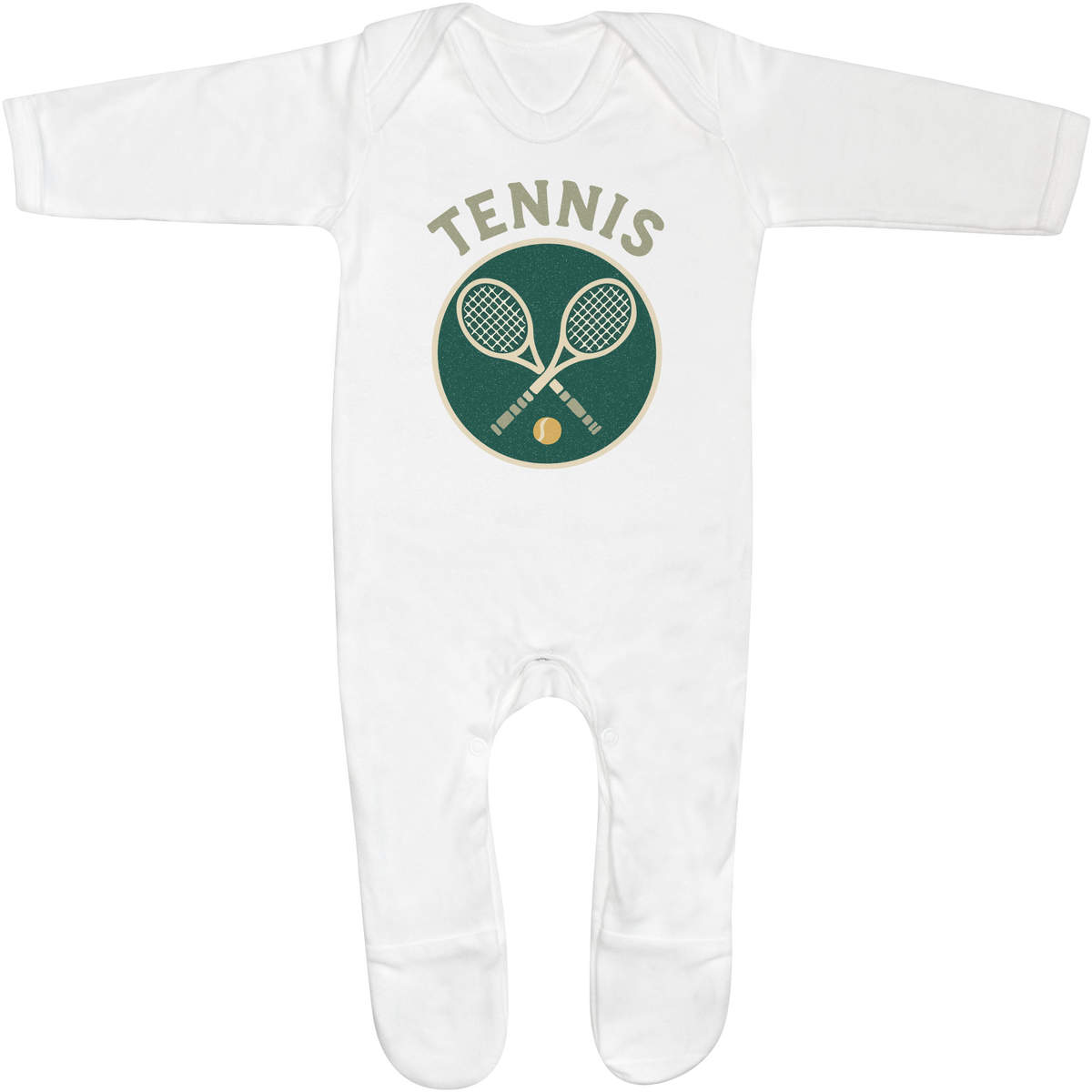 'Tennis Rackets' Baby Sleepsuit / Romper - 100% Cotton Jumpsuit with Built-In Feet and Poppers (SS055359)