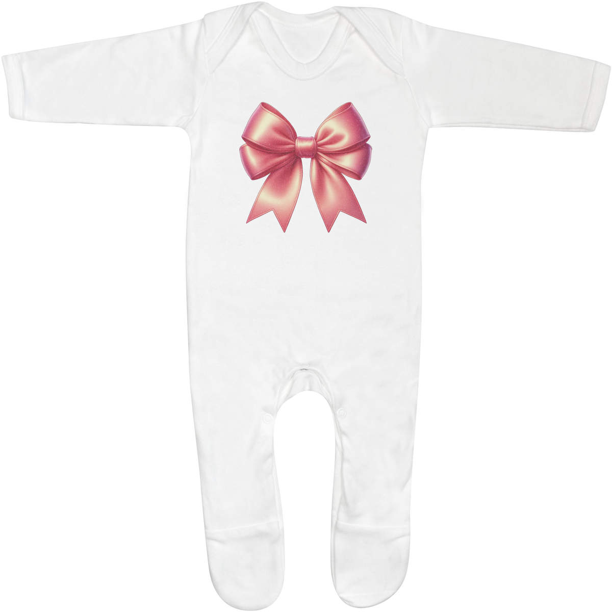 'Pretty Pink Bow' Baby Romper Jumpsuits / Sleep suits (SS056218)
