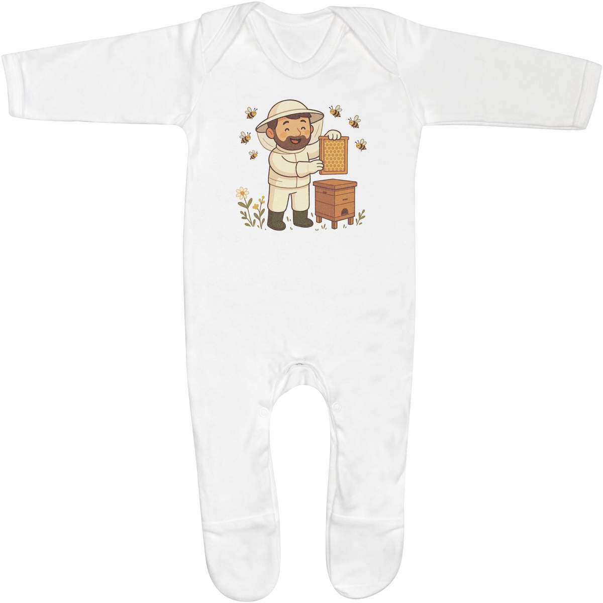 'Happy Bee Keeper' Baby Romper Jumpsuits / Sleep suits (SS057571)
