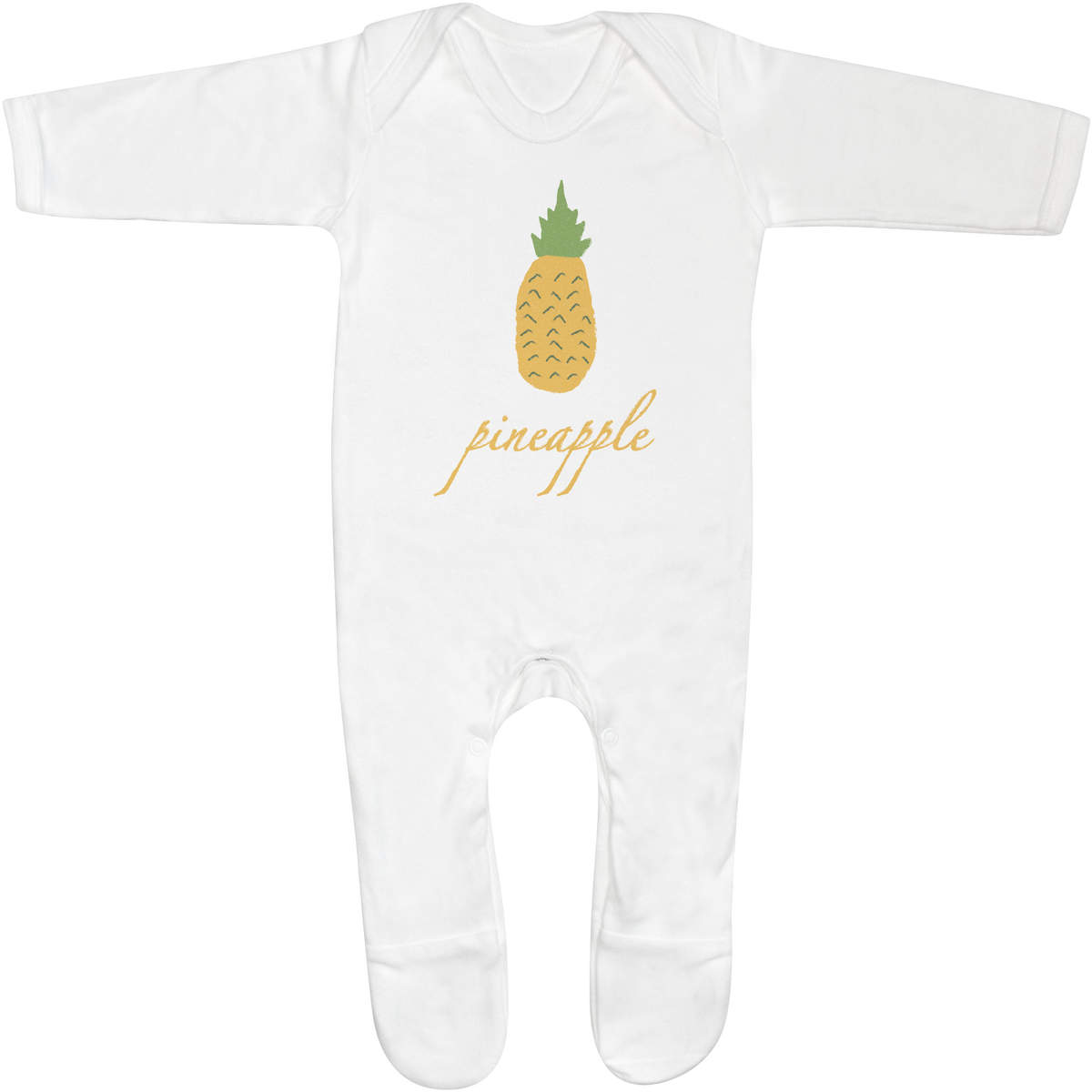 3-6 Month 'Pineapple Tropical Fruit Illustration Drawing' Baby Romper Jumpsuit / Sleep Suit (SS00068917)