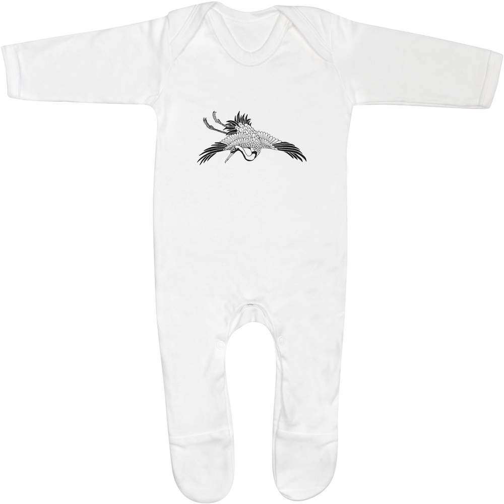 'Japanese Crane Bird' Baby Romper Jumpsuits / Sleep suits (SS048784)