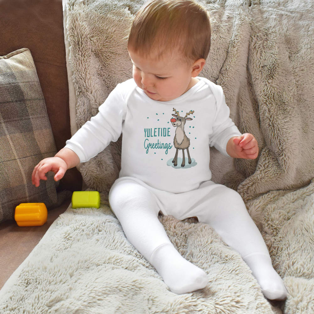 'Yuletide Greetings Reindeer' Baby Romper Jumpsuits / Sleep suits (SS051346) - Picture 14 of 24