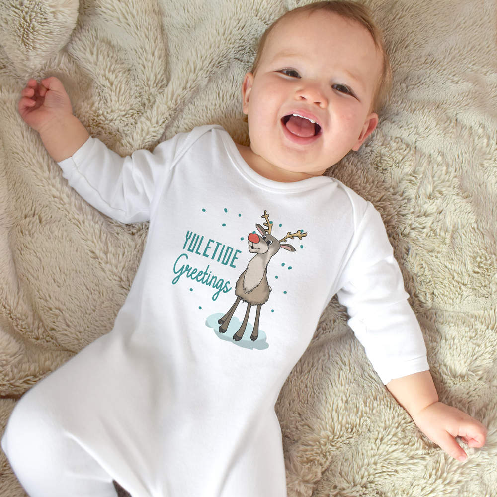 'Yuletide Greetings Reindeer' Baby Romper Jumpsuits / Sleep suits (SS051346) - Picture 15 of 24